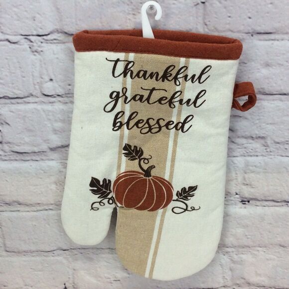 Thankful Grateful Blessed 4 Pc Kitchen Set 2 Towels/1 Oven Mitt/1 Pot Holder NWT - Picture 7 of 9